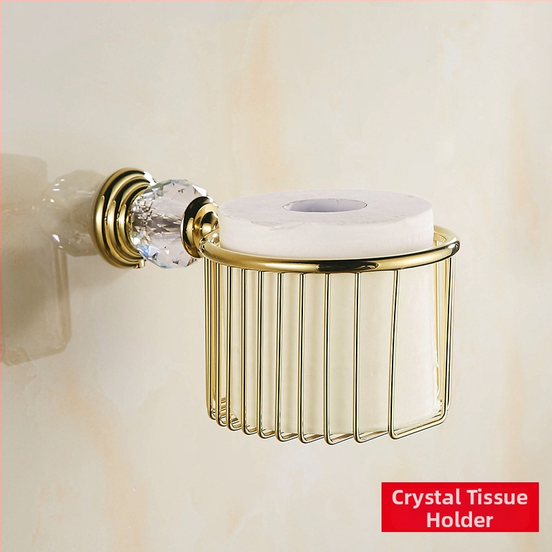 Europski stil, stalak za ručnik od nehrđajućeg čelika sa zlatim premazom i kristalnim setom – Le Jia, licencirana privatna oznaka (Materijal: nehrđajući čelik; Premaz: zlatni premaz; Brand: Le Jia; Licencirana privatna oznaka: Da)