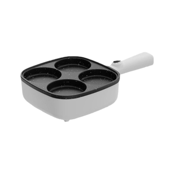 Ηλεκτρική ομελέτα τηγάνι τεσσάρων οπών με αντικολλητική επίστρωση, αλουμινένιο σώμα, 900W, 220V, γυάλινο καπάκι