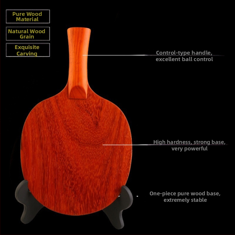 Doska pre stolný tenis – doska z ružového dreva, jednovrstvá, guma s dlhým lepením, bočný úder, určená na tréning a súťaže