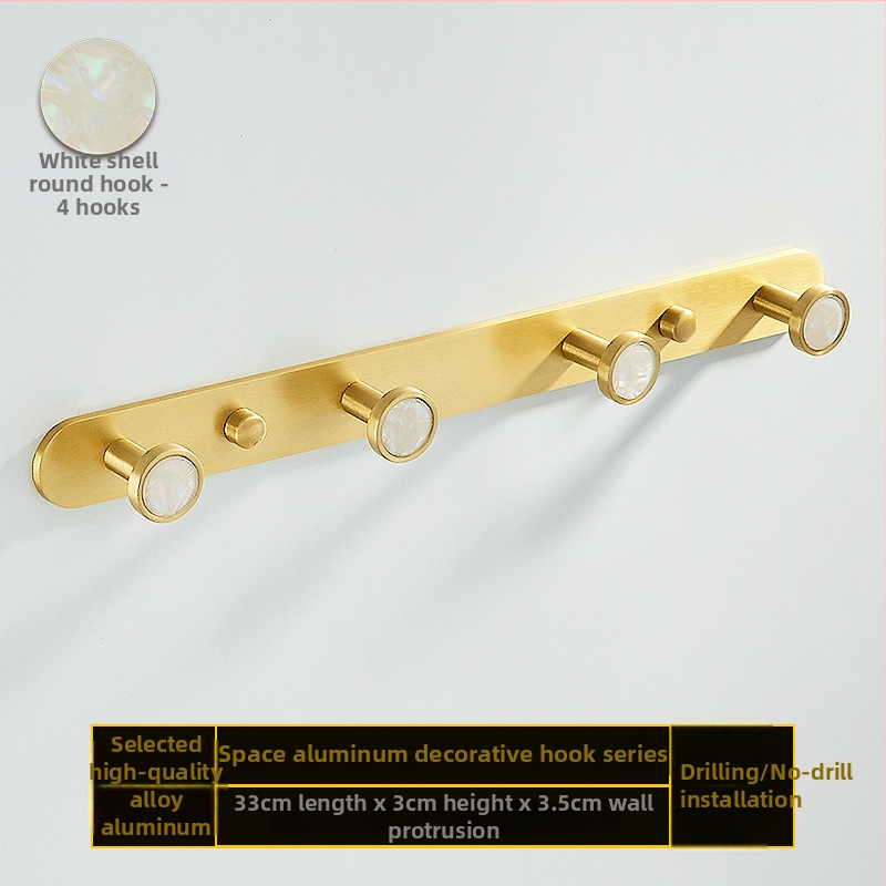 Fürdőszobai kampó alumíniumötvözetből, ragasztós, falra szerelhető fúrás nélkül, kagyló alakú, könnyed luxus stílus, súly 1 kg