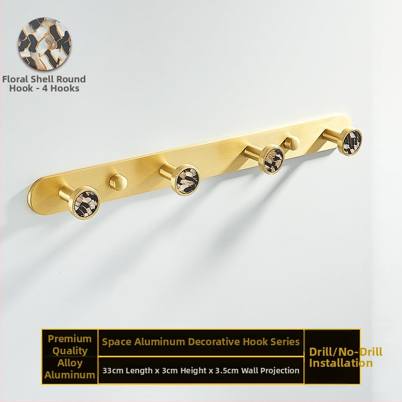 Fürdőszobai kampó alumíniumötvözetből, ragasztós, falra szerelhető fúrás nélkül, kagyló alakú, könnyed luxus stílus, súly 1 kg