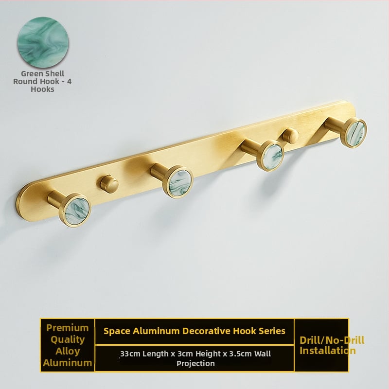 Fürdőszobai kampó alumíniumötvözetből, ragasztós, falra szerelhető fúrás nélkül, kagyló alakú, könnyed luxus stílus, súly 1 kg