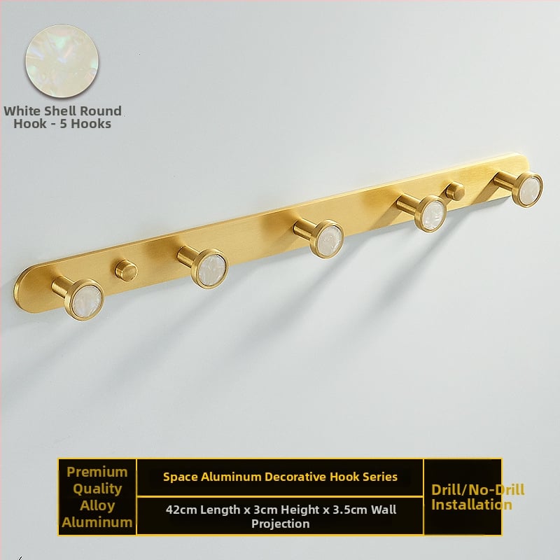 Fürdőszobai kampó alumíniumötvözetből, ragasztós, falra szerelhető fúrás nélkül, kagyló alakú, könnyed luxus stílus, súly 1 kg