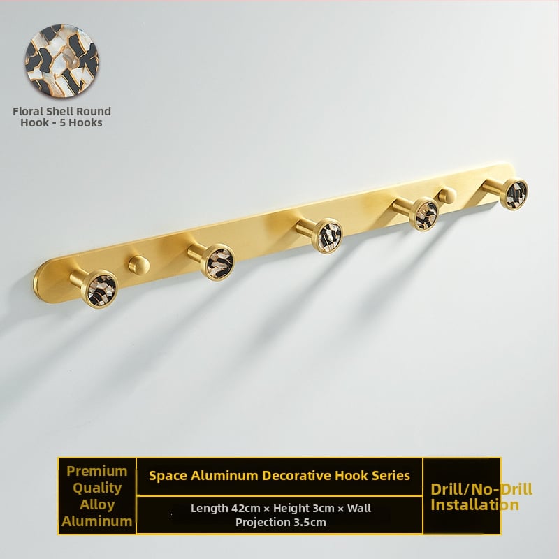 Fürdőszobai kampó alumíniumötvözetből, ragasztós, falra szerelhető fúrás nélkül, kagyló alakú, könnyed luxus stílus, súly 1 kg