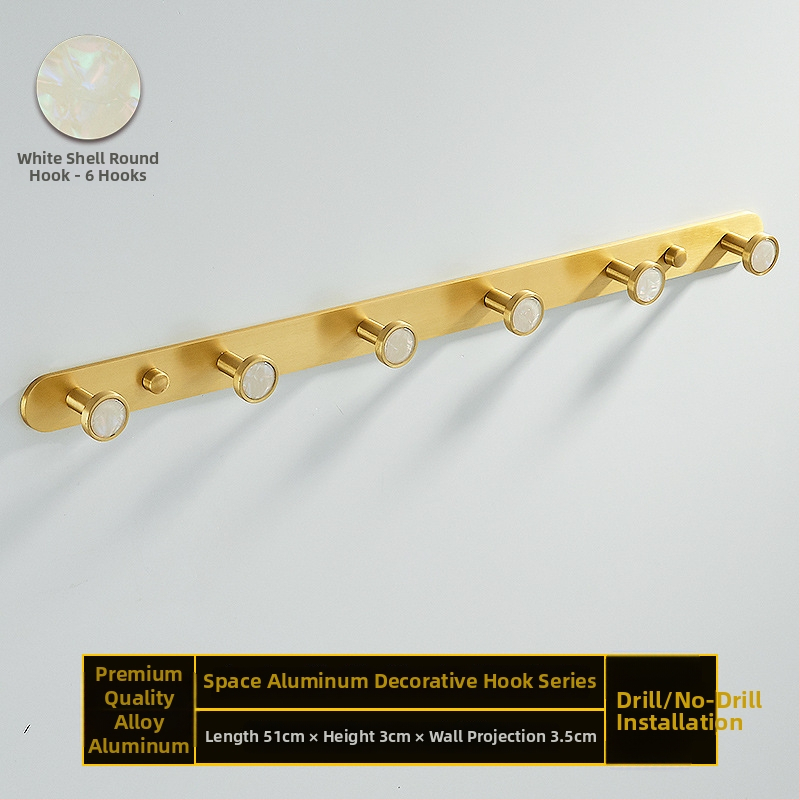 Fürdőszobai kampó alumíniumötvözetből, ragasztós, falra szerelhető fúrás nélkül, kagyló alakú, könnyed luxus stílus, súly 1 kg