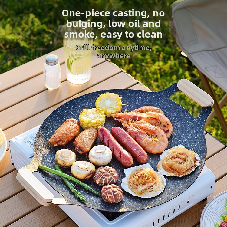 Maifan kameň vonkajšia grilovacia platňa - kruhová, prenosná, viacúčelová, kompatibilná s indukčným sporákom