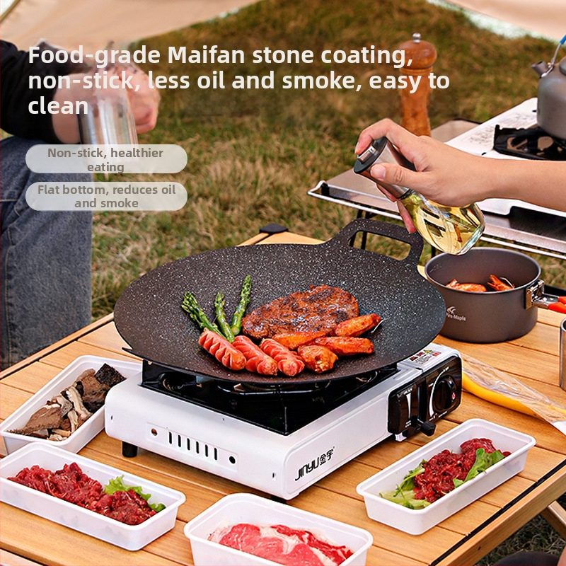Maifan kameň vonkajšia grilovacia platňa - kruhová, prenosná, viacúčelová, kompatibilná s indukčným sporákom