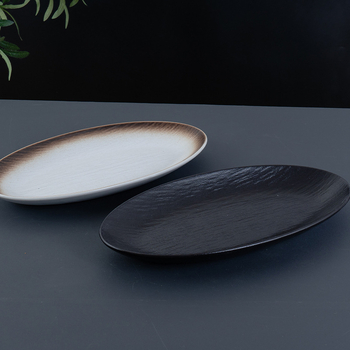 Farfurie de porțelan pentru mâncare occidentală, formă neregulată, suprafață glazurată, culoare solidă, compatibil cu microunde