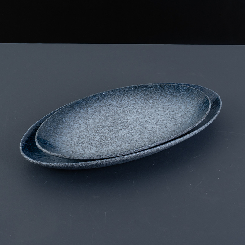 Farfurie de porțelan pentru mâncare occidentală, formă neregulată, suprafață glazurată, culoare solidă, compatibil cu microunde