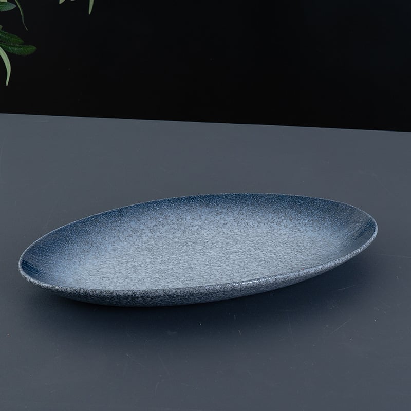 Farfurie de porțelan pentru mâncare occidentală, formă neregulată, suprafață glazurată, culoare solidă, compatibil cu microunde