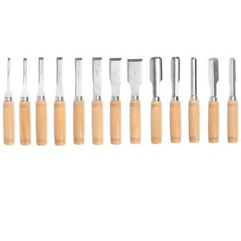 Комплект дървообработвателни резци с манганова стомана и дръжки от бук – плоски и полукръгли резци