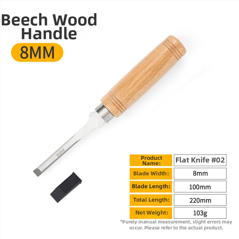 Set dlát pre stolárstvo s čepeľami z mangánovej ocele, rukoväť z buku – ploché a polkruhové dláta