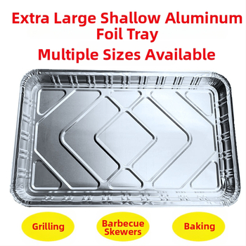 Hlinírová fóliová tácka, zosilnená a plochá na grilovanie a pečenie, jednorazové balenie na donášku, s logom sítotlačou, biologicky rozložiteľná, nie je vhodná do mikrovlnky