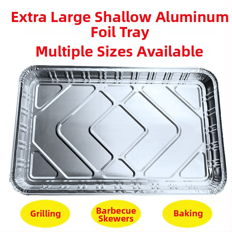 Hlinírová fóliová tácka, zosilnená a plochá na grilovanie a pečenie, jednorazové balenie na donášku, s logom sítotlačou, biologicky rozložiteľná, nie je vhodná do mikrovlnky