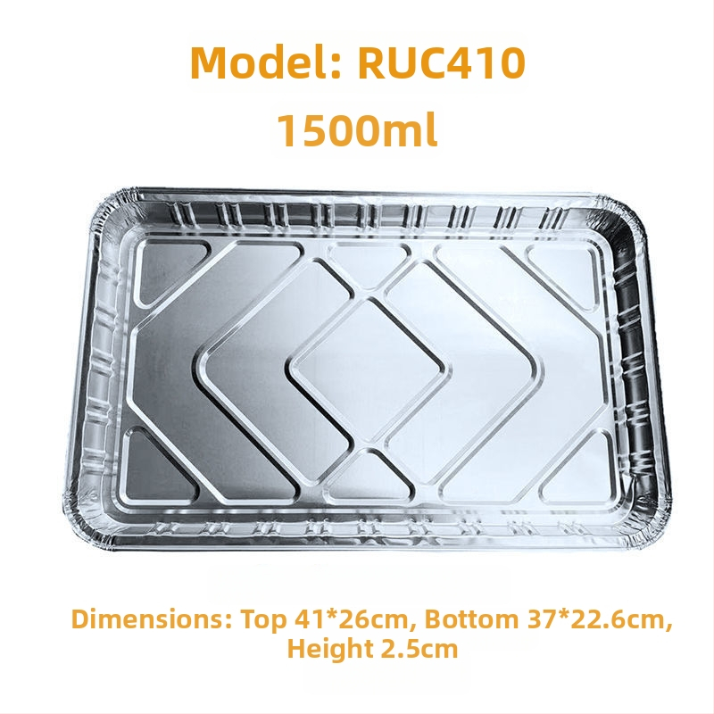 Hlinírová fóliová tácka, zosilnená a plochá na grilovanie a pečenie, jednorazové balenie na donášku, s logom sítotlačou, biologicky rozložiteľná, nie je vhodná do mikrovlnky