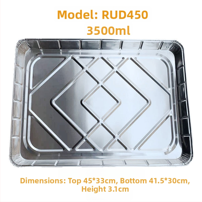 Hlinírová fóliová tácka, zosilnená a plochá na grilovanie a pečenie, jednorazové balenie na donášku, s logom sítotlačou, biologicky rozložiteľná, nie je vhodná do mikrovlnky