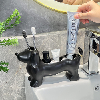 Držač četkice za zube – Sausage Dog, keramički, bez bušenja