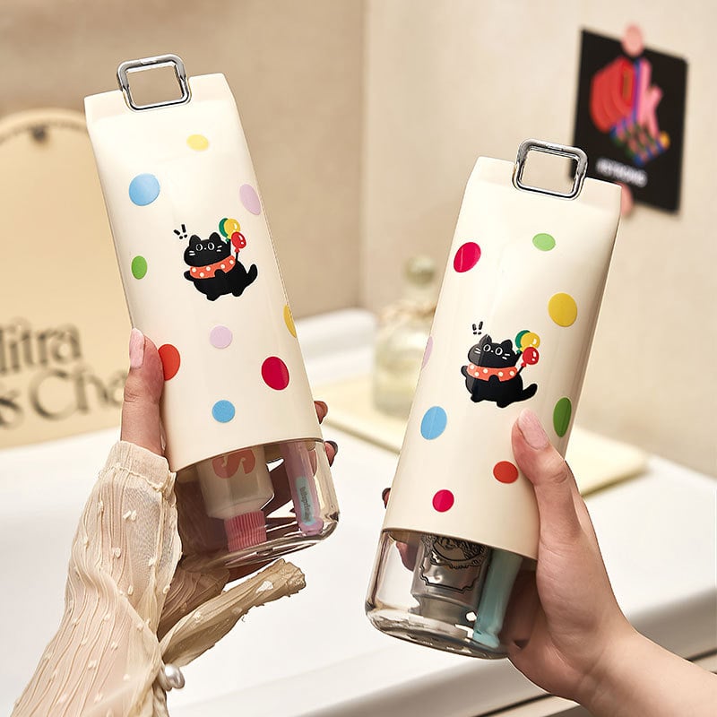 Putni držač za četkicu s čašom — plastični, skladištenje paste, mogućnost otiska logotipa, brend Selection