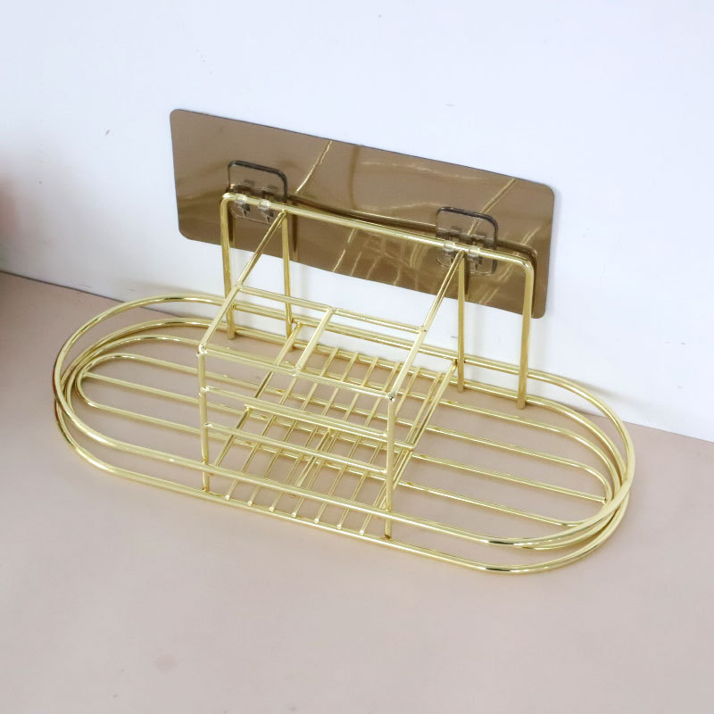 Držač četkice za zube i čaše od kovanog željeza, zidni bez bušenja, ugrađeni nosač, mogućnost prilagodbe