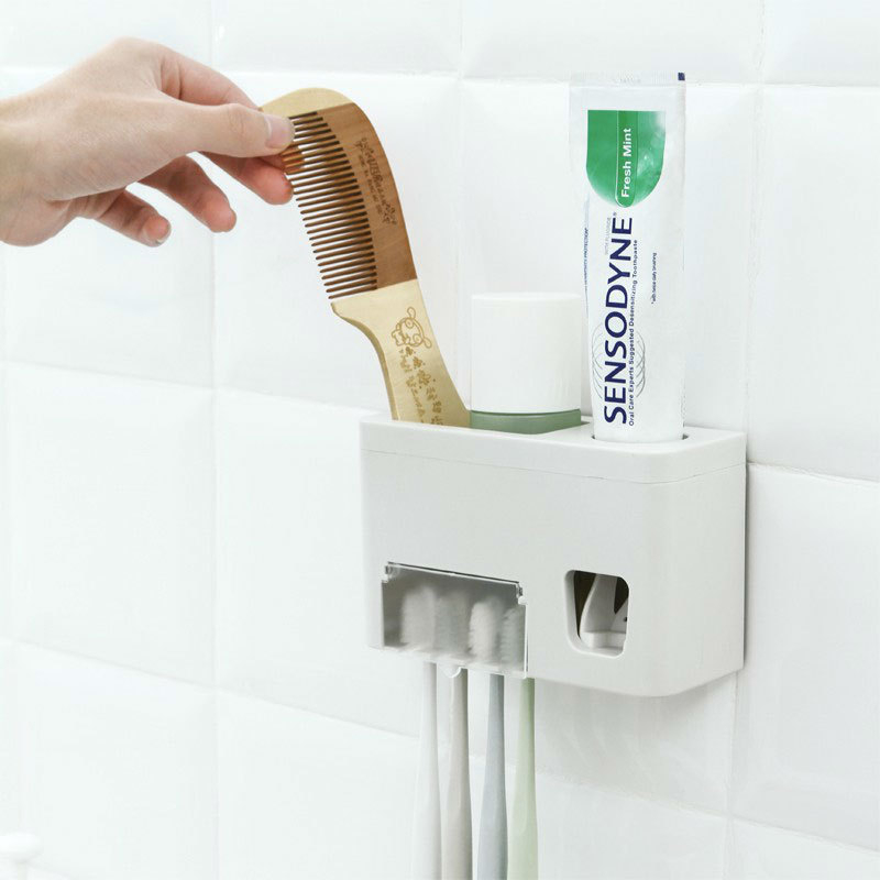 Držač za četkice za zube - zidni, bez bušenja, plastični držač paste za zube i višefunkcijsko skladište