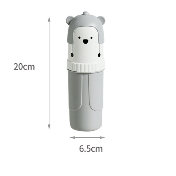 Držač četkice za zube s motivom medvjedića, 3 pretinca, plastična prijenosna kutija za pohranu i čašica za ispiranje za putovanja