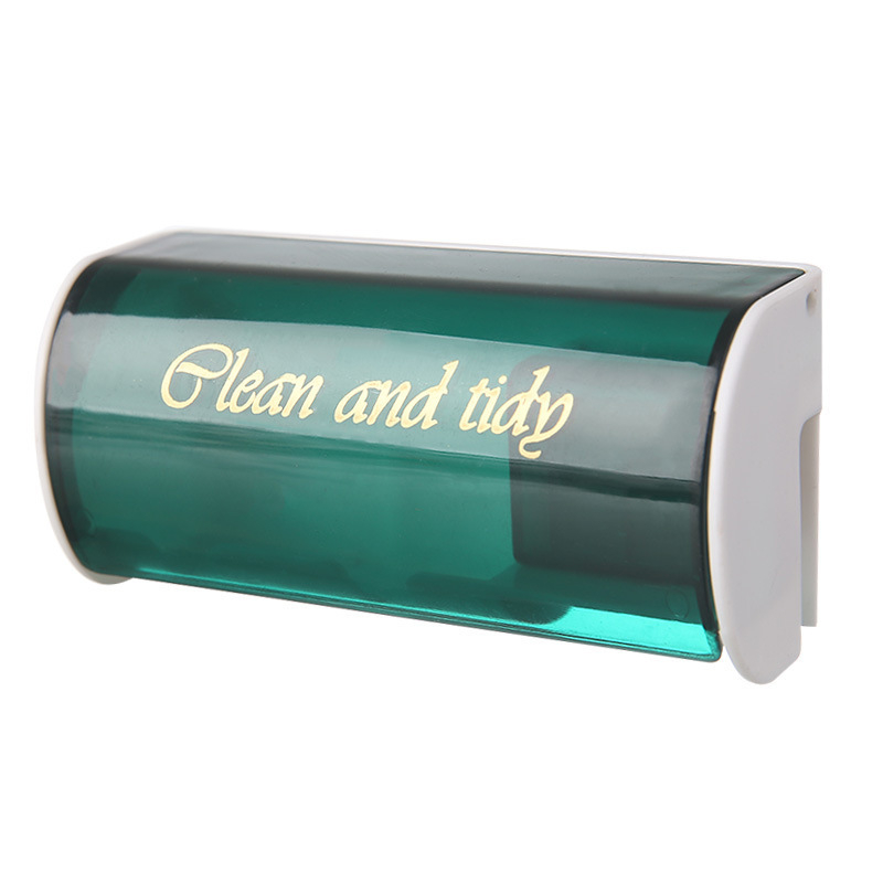 Zidni držač četkica bez bušenja, s poklopcem, dozatorom za pastu, 2 pretinca, plastični