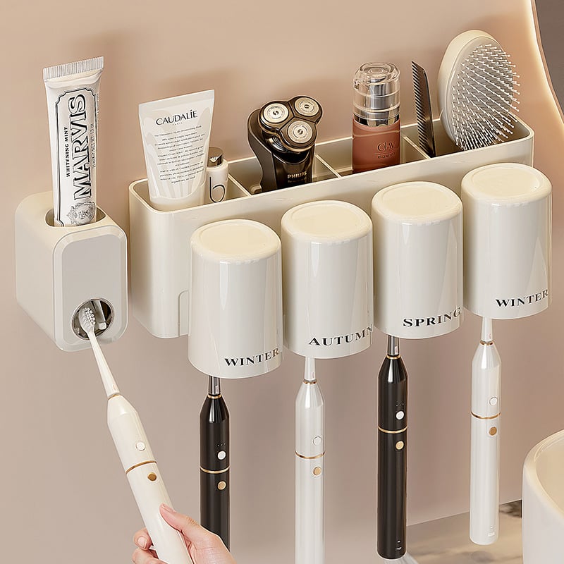 Kitchen Trend Držač četkice za zube - zidni, bez bušenja, plastični, dozator paste za zube
