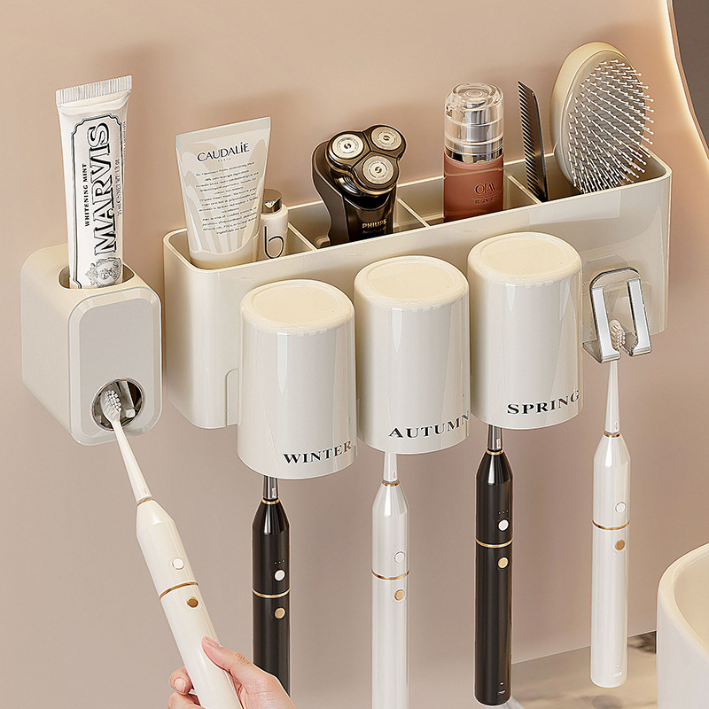 Kitchen Trend Držač četkice za zube - zidni, bez bušenja, plastični, dozator paste za zube