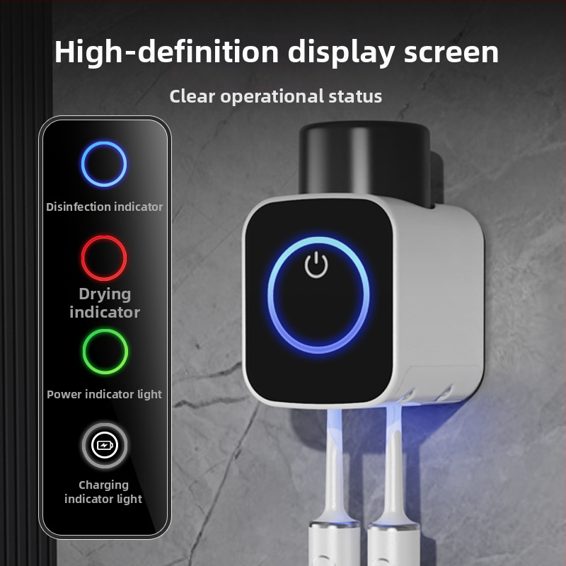 UV sterilizator za četkicu za zube sa sušenjem, držač za električnu četkicu i čašu, organizator kupaonice, model 2025
