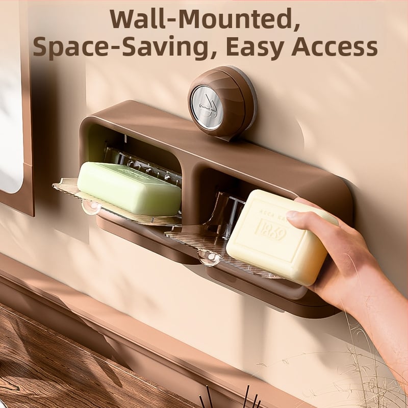 Cutie de săpun cu ventuză, capac retro rabatabil, pătrată, pentru baie – ABS, marcă Gu yi, 78 buc