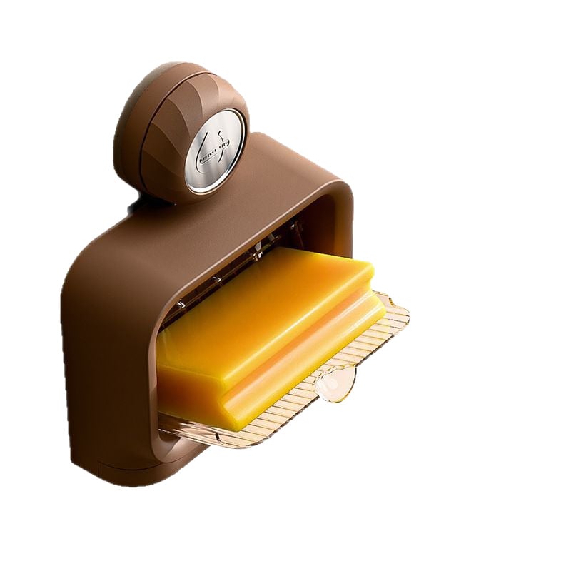 Cutie de săpun cu ventuză, capac retro rabatabil, pătrată, pentru baie – ABS, marcă Gu yi, 78 buc