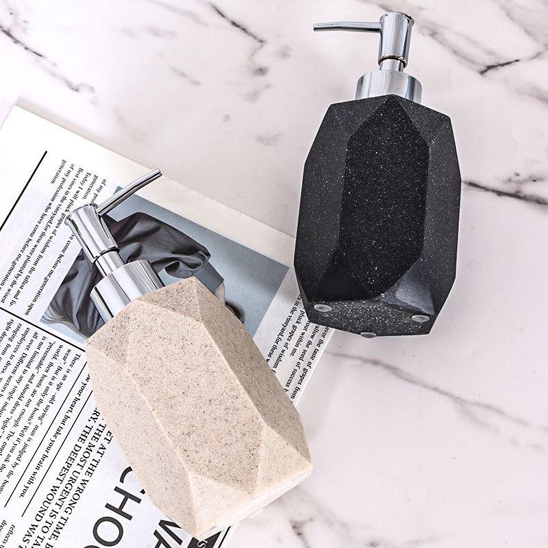 Márványos műgyanta fürdőszobai négy darabos készlet: pohár a fogkeféhez, szappantartó és kézfertőtlenítő üveg | Márka: Yihong artworks; Logó tartalmazva; Testreszabható; Magáncímke