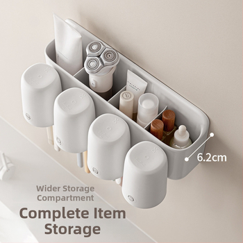 Suport pentru periuțe de dinți - montaj pe perete, fără găuri, din plastic