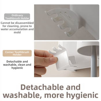 Suport pentru periuțe de dinți - montaj pe perete, fără găuri, din plastic