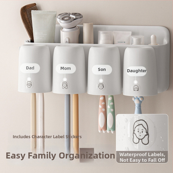 Suport pentru periuțe de dinți - montaj pe perete, fără găuri, din plastic