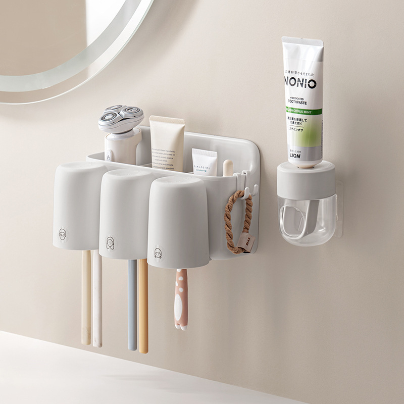 Suport pentru periuțe de dinți - montaj pe perete, fără găuri, din plastic
