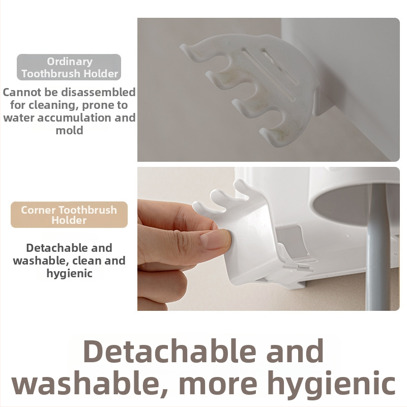 Suport pentru periuțe de dinți - montaj pe perete, fără găuri, din plastic