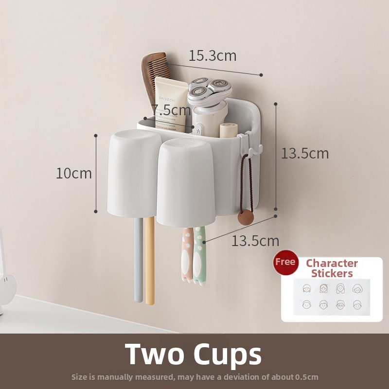 Suport pentru periuțe de dinți - montaj pe perete, fără găuri, din plastic