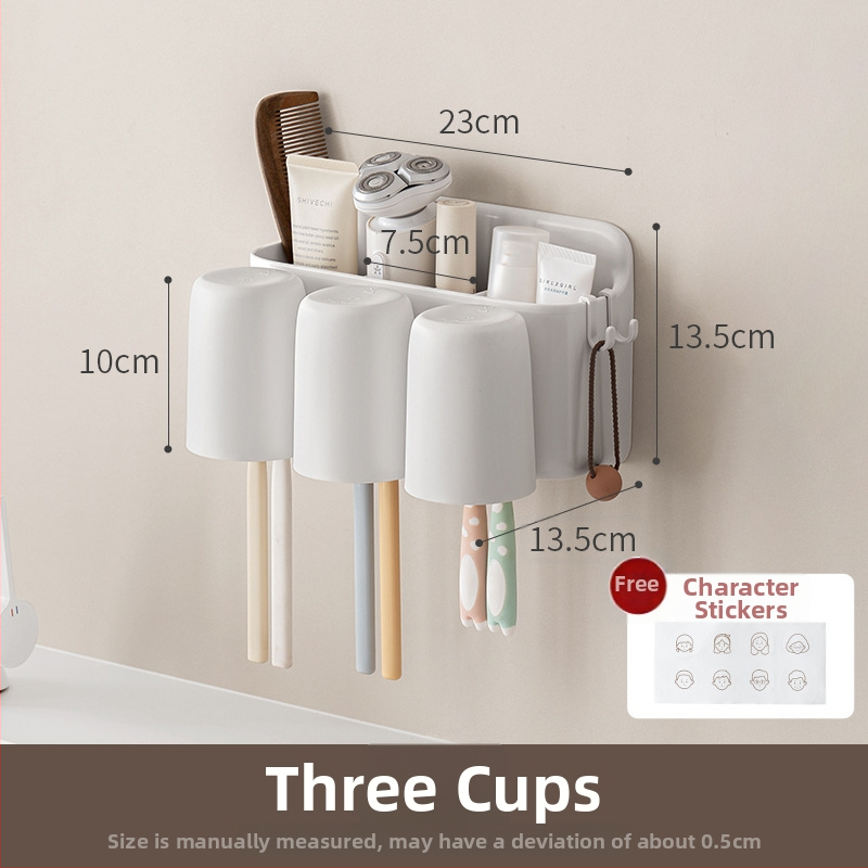 Suport pentru periuțe de dinți - montaj pe perete, fără găuri, din plastic