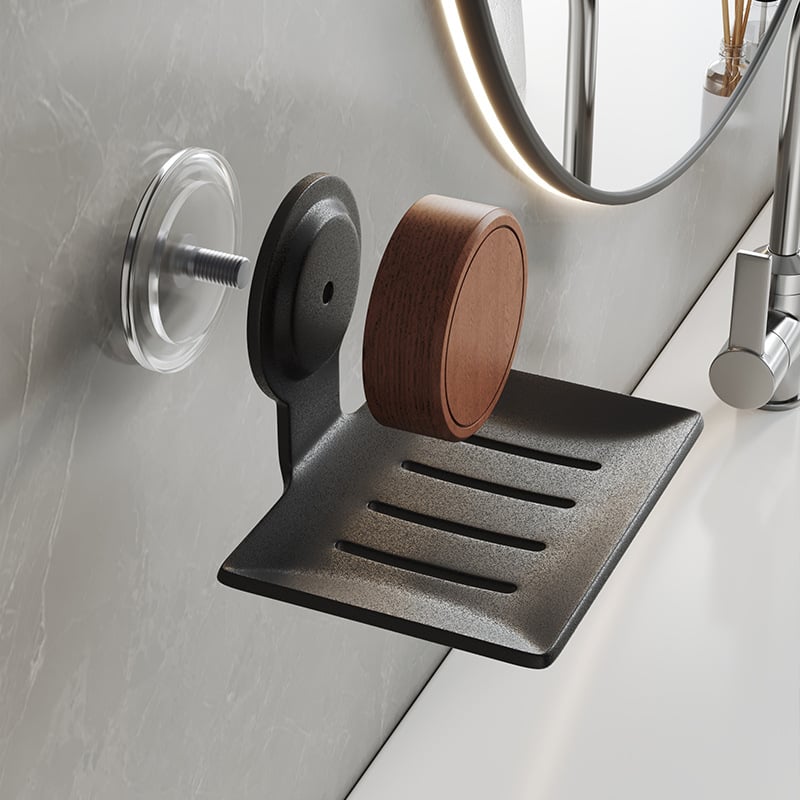 Suport metal pentru săpun cu ventuză, montaj pe perete, drenaj, cutie de săpun pentru baie