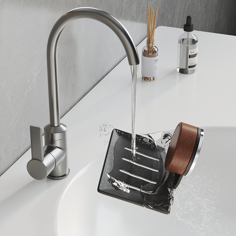 Suport metal pentru săpun cu ventuză, montaj pe perete, drenaj, cutie de săpun pentru baie