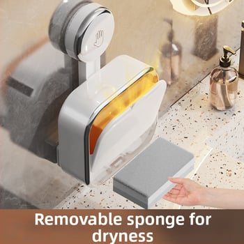 Caseta de săpun ABS și raft de depozitare pentru baie — montaj pe perete cu ventuză, fără găuri, seria Space