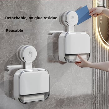 Caseta de săpun ABS și raft de depozitare pentru baie — montaj pe perete cu ventuză, fără găuri, seria Space