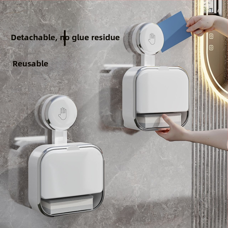 Caseta de săpun ABS și raft de depozitare pentru baie — montaj pe perete cu ventuză, fără găuri, seria Space