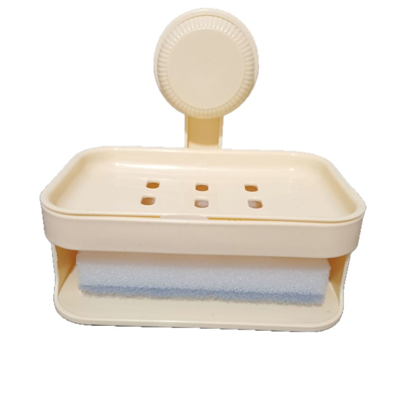 Plastični zidni držač sapuna s usisnom čašom, dvostruki sloj, bez bušenja