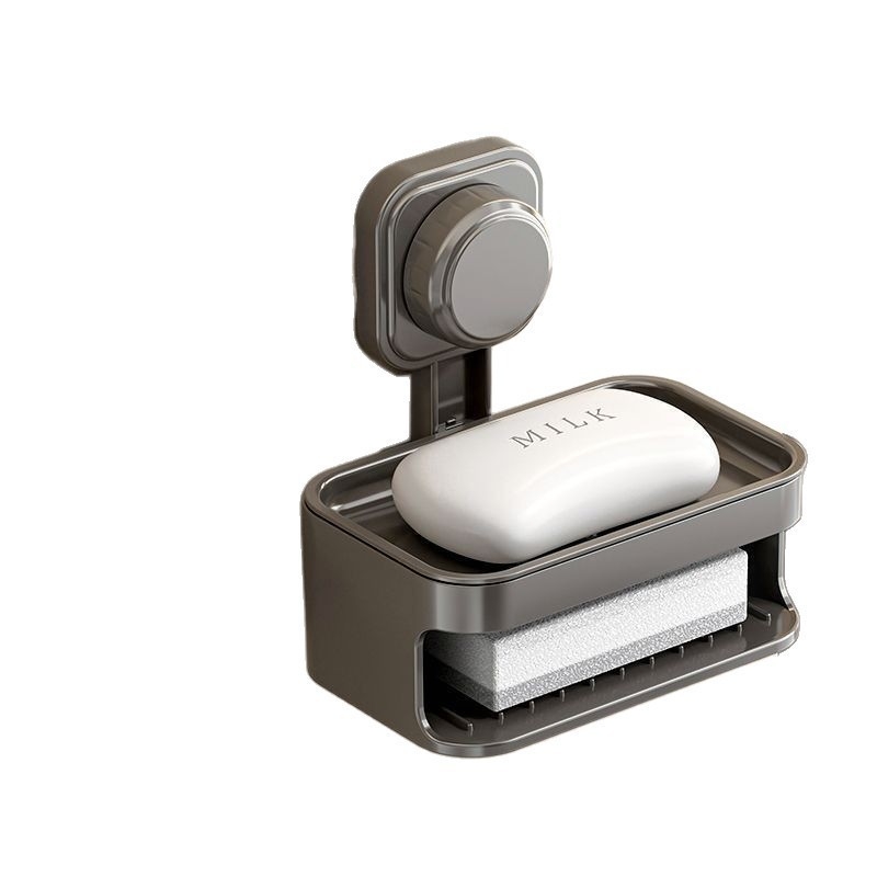 Plastični zidni držač sapuna s usisnom čašom, dvostruki sloj, bez bušenja