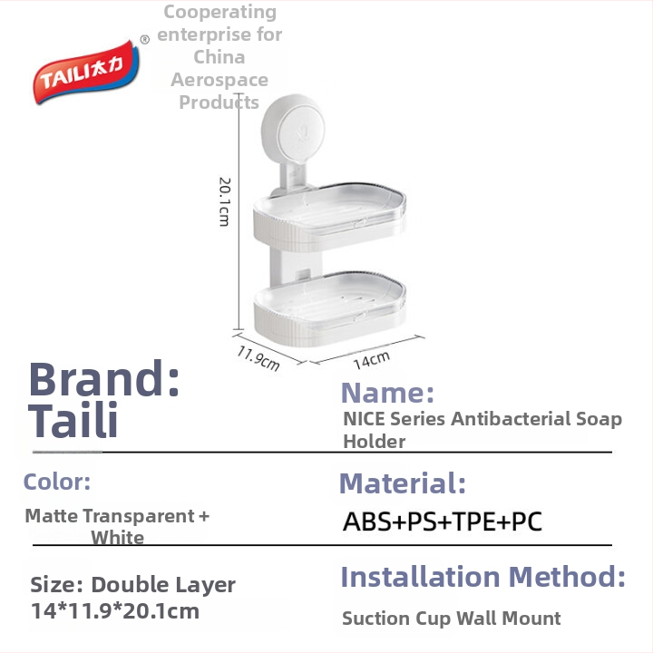 Dvojposchodový nástenný zásobník na mydlo so zásuvkou a odkvapovou misou – ABS, antibakteriálny, 48 kusov