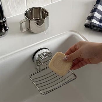 Zidni sapunik s vakuumskim pričvršćivanjem, od nehrđajućeg čelika, s mrežastim odvodenim policom