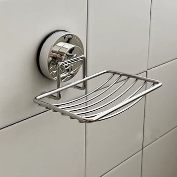 Zidni sapunik s vakuumskim pričvršćivanjem, od nehrđajućeg čelika, s mrežastim odvodenim policom