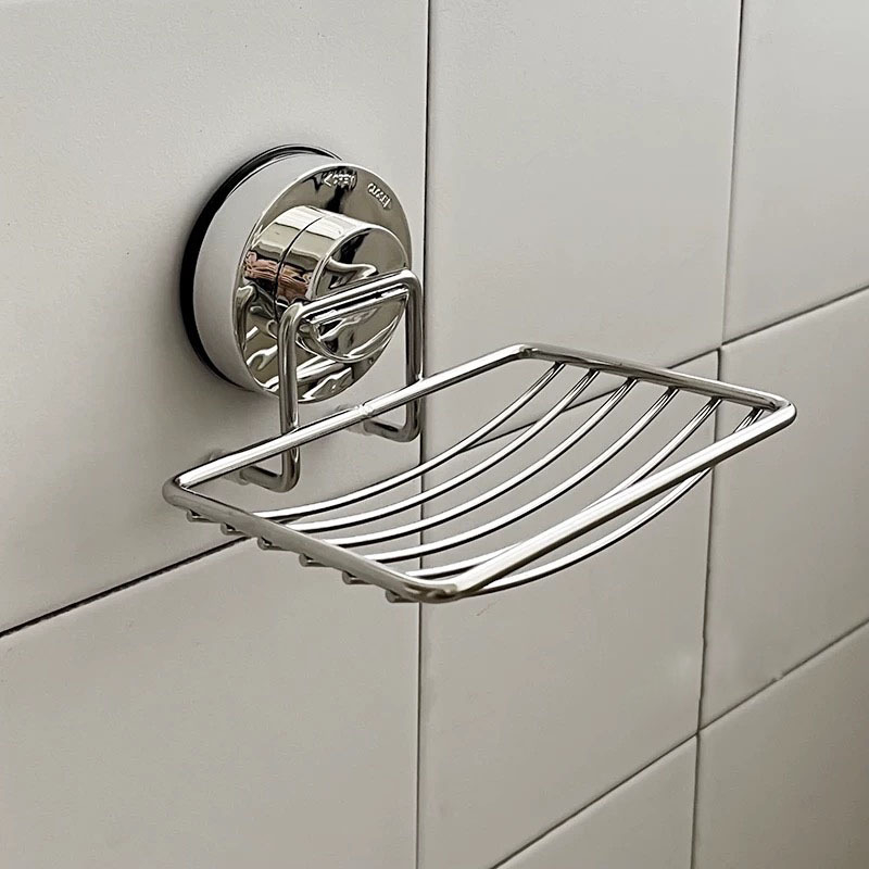 Zidni sapunik s vakuumskim pričvršćivanjem, od nehrđajućeg čelika, s mrežastim odvodenim policom